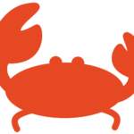 A red crab on a black background.