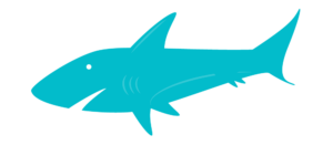 A blue shark on a white background.